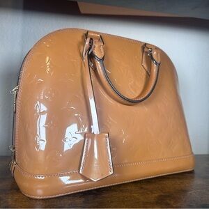 Rare Authentic Louis Vuitton Alma Carmel Vernis Satchel